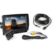 מערכת רוורס לרכב כולל מסך "7 כולל מצלמה לרכב אטומה למים עם ראיית לילה ומיקרופון של ™X-CALIBER מתאים למשאית / אוטובוס / רכב מסחרי / ג'יפ / קרוואן