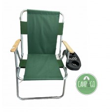 כיסא ים מתקפל עם שולחן צד הכולל מעמד לכוס שתיה כיסא נוח  לקמפינג לכל מטרה תוצרת Camp&Go