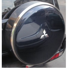 כיסוי גלגל אחורי לרכב מיצובישי פג'רו 2001-2007  טבעת חיצונית נירוסטה צלחת פנימית ABS בצבעים שונים 