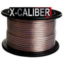 כבל רמקול דו גידי איכותי 1.5מ"מ 14GA תוצרת X-CALIBER גליל  100מ' – צבע שקוף/שקוף 