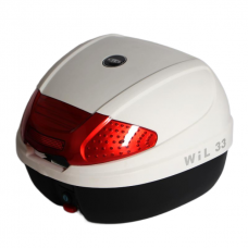  ארגז לאופנוע 30 ליטר  מתאים גם לקטנוע או אופניים דגם E33  W L H צבע לבן 